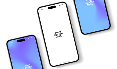 Phone mockup with illustrated background of 3 different styles and colors