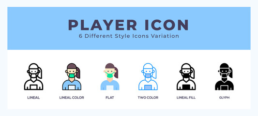 Player set of simple icons great for web. app. presentation and more.