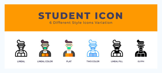 Student icon in different style vector illustration.