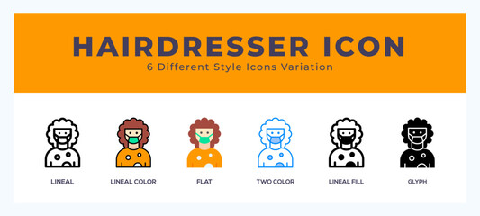 Hairdresser icon set. Design elements for logo