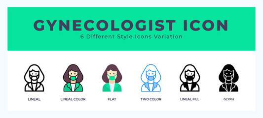 Gynecologist icon symbol. logo illustration with different styles