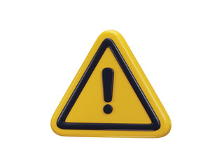 exclamation sign warning or danger risk message alert problem icon 3d render