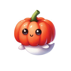 Cute Pumpkin With Ghost PNG