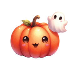 Cute Pumpkin With Ghost PNG