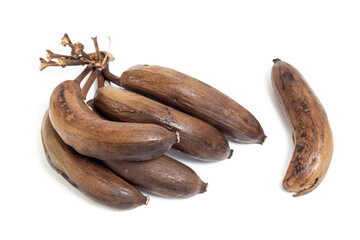 Rotten bananas. Bananas that are brown in color. Old ripe bananas Isolated on white background.