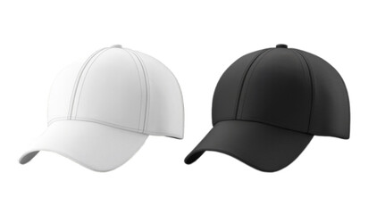 Baseball cap mockup template with white and black cap isolated on transparent background