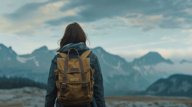  A model wearing the momax travel backpack from behind.