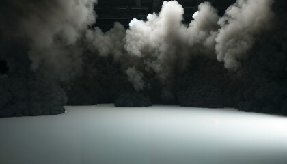 Billowing Smoke Engulfs an Empty Stage Portraying Lack of Creativity or Ideas