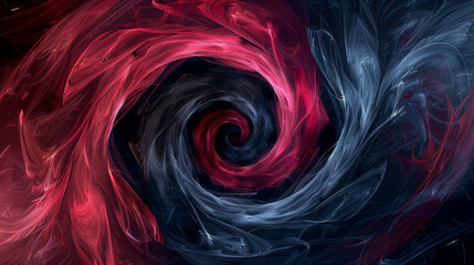 dynamic circular swirls of rose red and midnight blue, ideal for an elegant abstract background