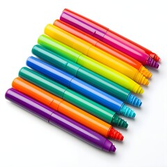 colorful felt pens markers isolated on white background generative ai