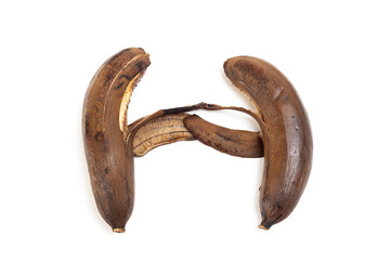 The love of rotten, ripe bananas. Love, togetherness, growing old together concept.