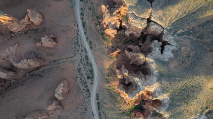 Top view of the Valley of Castles of the Charyn Canyon in Almaty region (Kazakhstan)