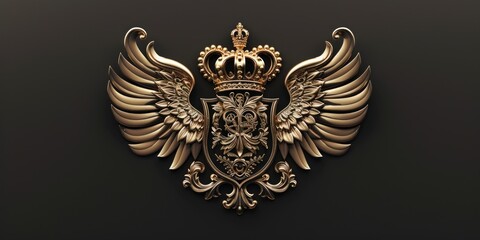 A majestic golden crest with a crown, fit for royalty