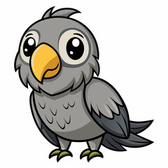  
Cute Hand Drawn African Grey Parrot Cartoon Vector Illustration