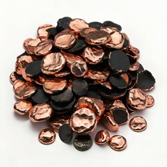 Obraz premium metal plate with different types of copper on white background