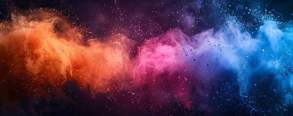 Explosion of colored powder abstract background, featuring minimalist composition