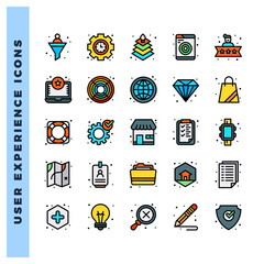 25 User Experience Lineal Color icon pack. vector illustration.