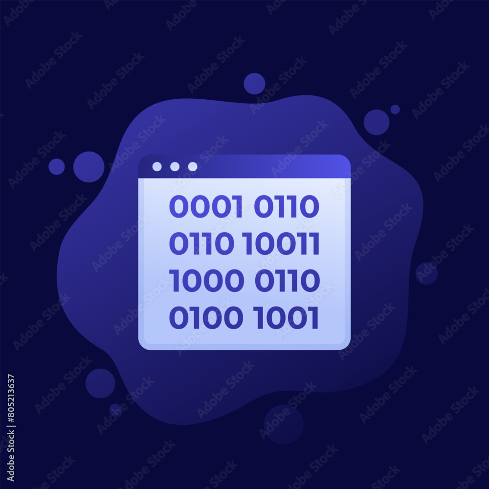 Poster binary code icon, vector design