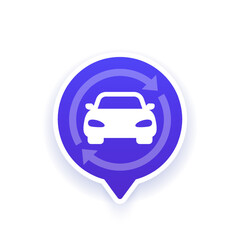 carsharing, rental service vector icon with a car