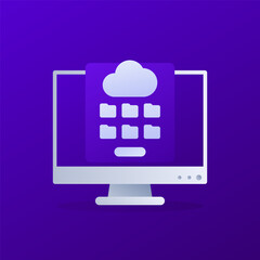cloud storage vector icon, personal data in folders