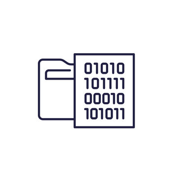 Binary code line icon with a folder