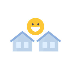 good neighbourhood icon with houses, flat vector design