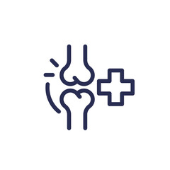 joint pain or arthritis line icon on white