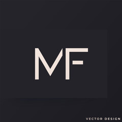 MF letters logo design, monogram on card