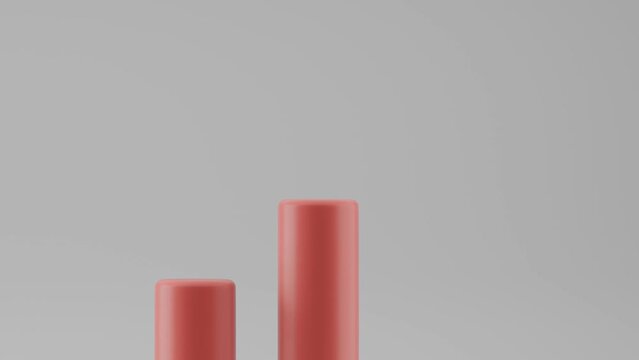 3d animation of growing red graph HD 4k