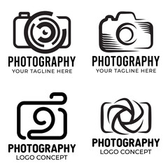 Photography logo. Camera lens vector icon. Minimalist illustration design