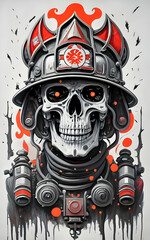 Fire fighter skull illustration