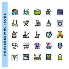 25 Housekeeping Lineal Color icons pack. vector illustration.