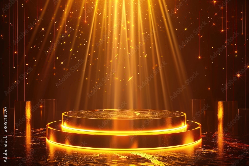 Poster a stage with a bright light shining on it, perfect for event and performance concepts