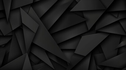   A black background filled with various black and white shapes in differing sizes