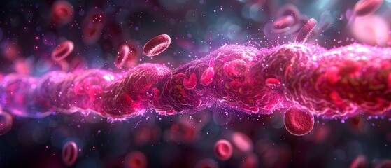 Red blood cells in blood vessels