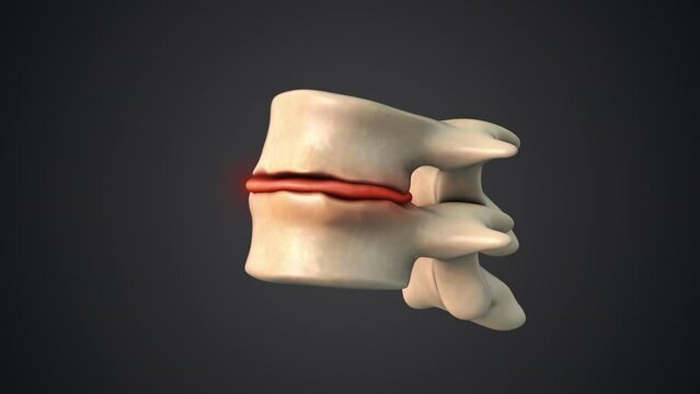Spine affected by a disc degeneration with osteophyte formation