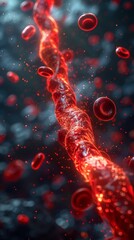 Red blood cells in blood vessels
