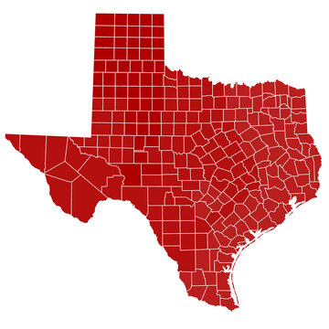 High detailed illustration map - outline Texas State Map