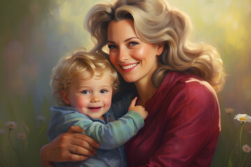 Fototapeta premium Mother's Day Happy Mother and Daughter