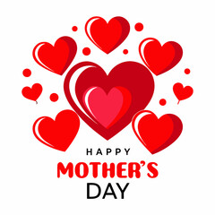 happy mothers day red hearts card