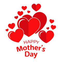 happy mothers day red hearts card