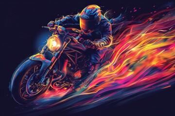 A man riding a motorcycle on a fire trail. Suitable for adventure and outdoor activities