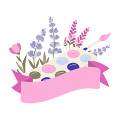 vector illustration with paint and flowers
