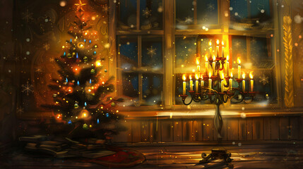 Beautiful greeting card for Happy Hanukkah 