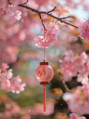 Japanese traditional wind bell or furin chimes symbol of summer on bokeh background