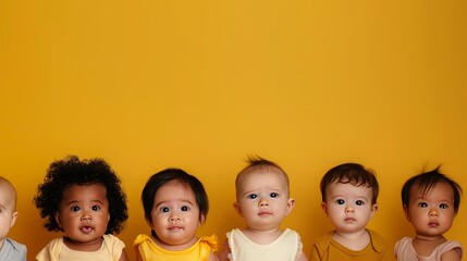 Portrait shot of cute babies with different ethnic background 