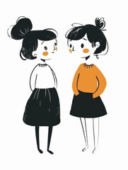 girls girlfriends flat illustration