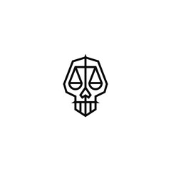 Skull head and scales of law logo design.