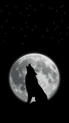 Wolf howling at the moon| Wallpaper
