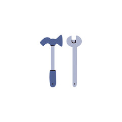 Vector art of construction tools in flat style on isolated background.